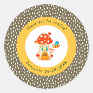 Woodland Fantasy Mushroom House Thank You Favour Classic Round Sticker