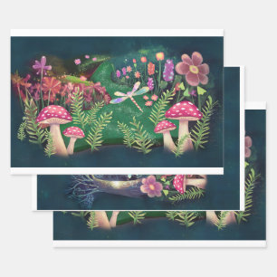 Woodland Fantasy, Nature's Whimsical Fairyland Wrapping Paper Sheet