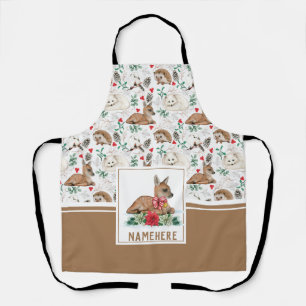 Woodland Fawn and Friends Winter Pattern Apron