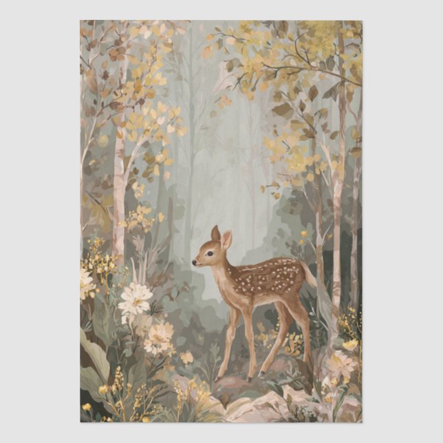 Woodland Fawn & Florals Tissue Paper (Front)