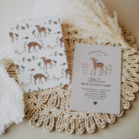 Woodland Fawn Flowers Birthday Invitation