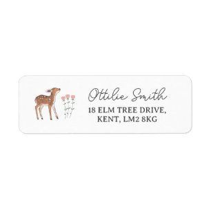 Woodland Fawn Flowers Return Address