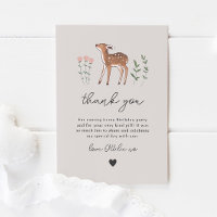 Woodland Fawn FlowersThank You Card