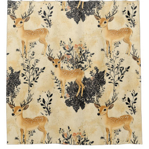 Woodland Fawn Nursery Pattern Shower Curtain