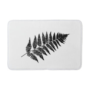 Woodland Fern 1, Black and White Bath Mat