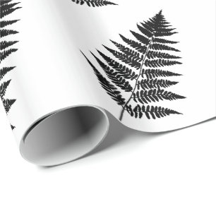 Woodland Fern 1, Black and White Wrapping Paper