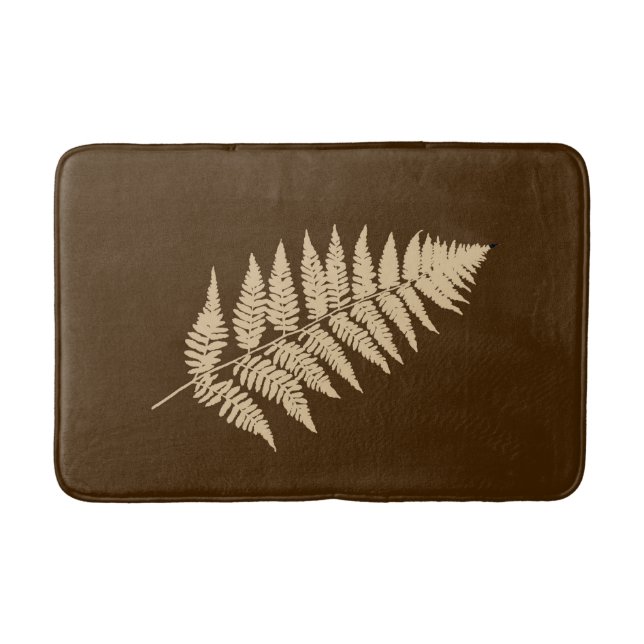 Woodland Fern 1, Brown and Beige Bath Mat (Front)