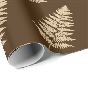 Woodland Fern 1, Brown and Beige Wrapping Paper