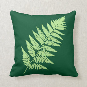Woodland Fern 1, Emerald and Light Green Cushion