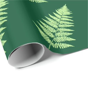 Woodland Fern 1, Emerald and Light Green Wrapping Paper