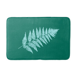 Woodland Fern 1, Turquoise and Aqua Bath Mat