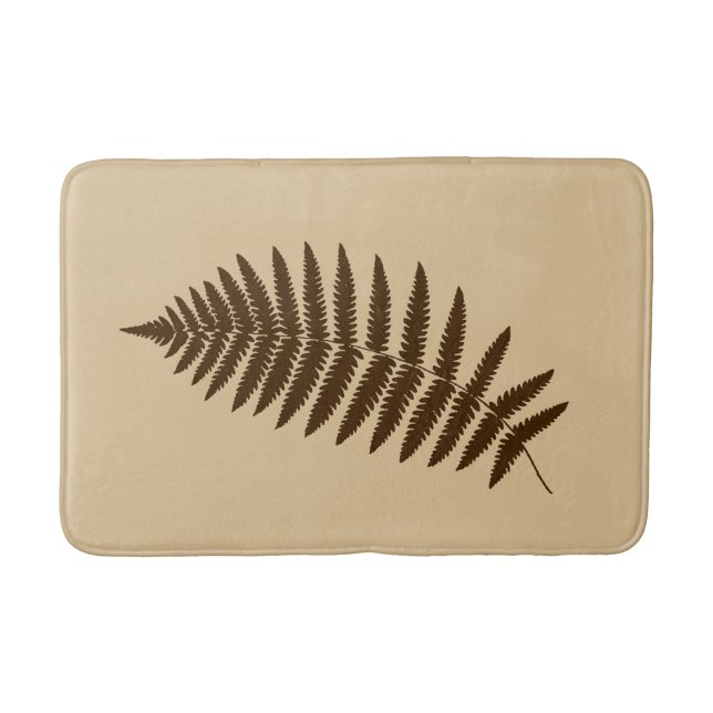 Woodland Fern 2, Brown and Beige Bath Mat (Front)