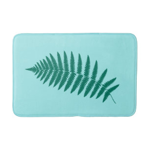 Woodland Fern 2, Turquoise and Aqua Bath Mat