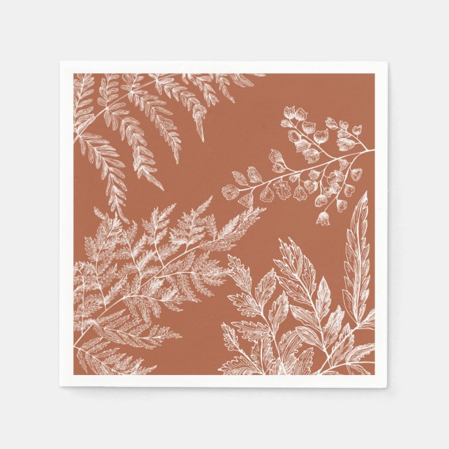 Woodland Fern Botanical Wedding Paper Napkin (Front)