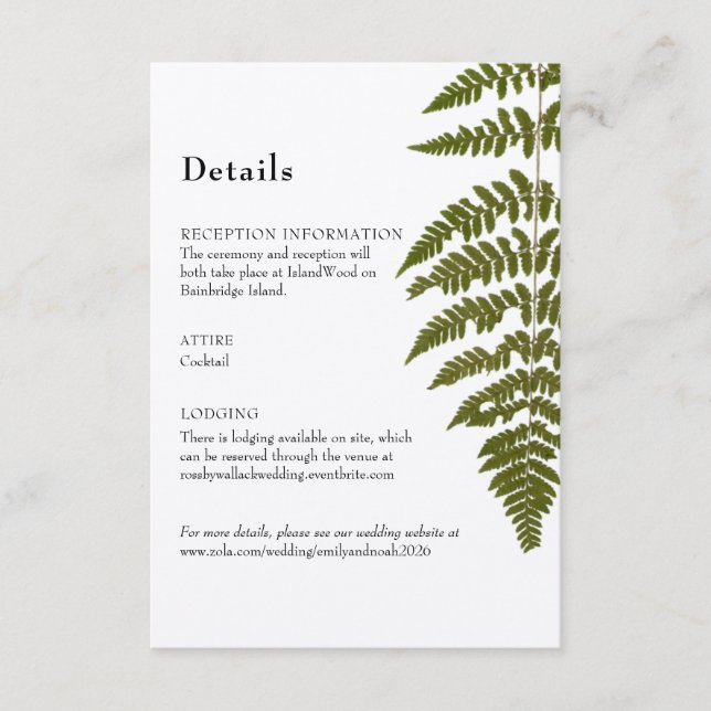 Woodland Fern Details Enclosure Card (Front)