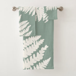 Woodland Fern Leaf Custom Background Colors Bath Towel Set