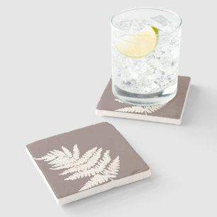 Woodland Fern Leaf – Custom Background Colors Stone Coaster
