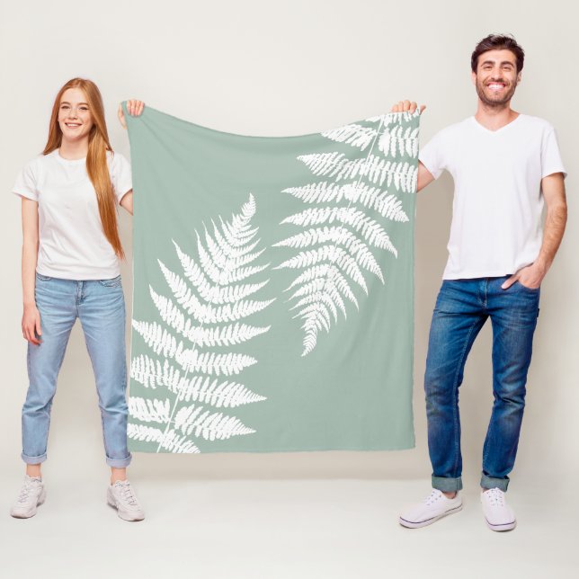 Woodland Fern Leaf Custom Background Colours  Fleece Blanket (In Situ)