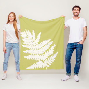 Woodland Fern Leaf Custom Background Colours Fleece Blanket