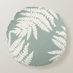 Woodland Fern Leaf Custom Background Colours Round Cushion