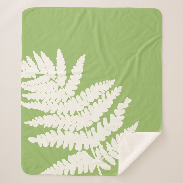 Woodland Fern Leaf Custom Background Colours  Sherpa Blanket (Front)