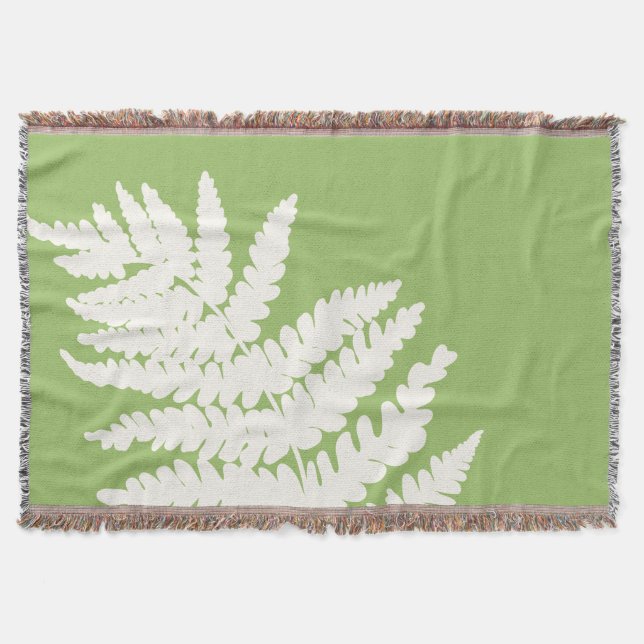 Woodland Fern Leaf Custom Background Colours  Throw Blanket (Front)