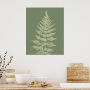 Woodland Fern Leves  Custom Background Colors  Poster
