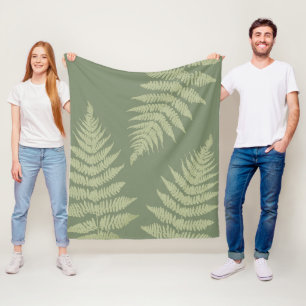 Woodland Fern Leves Custom Background Colours Fleece Blanket