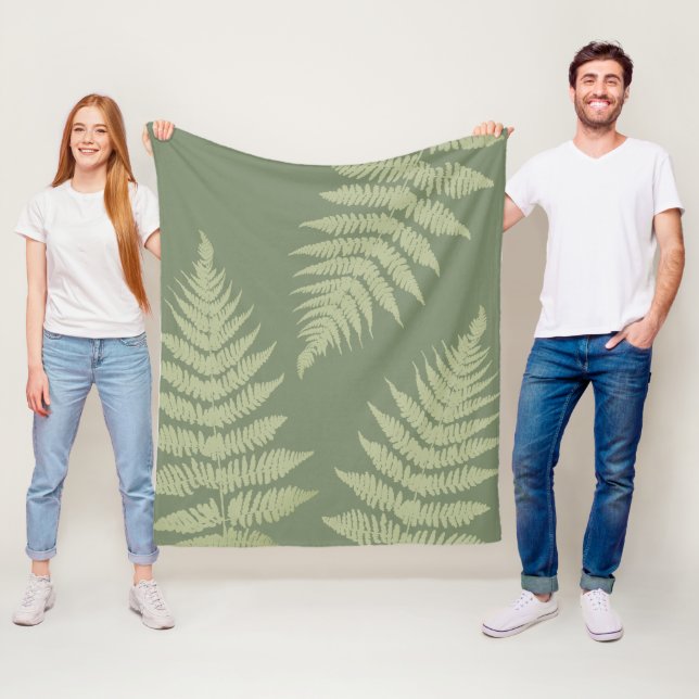 Woodland Fern Leves  Custom Background Colours  Fleece Blanket (In Situ)