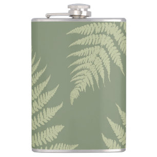 Woodland Fern Leves Custom Background Colours Hip Flask