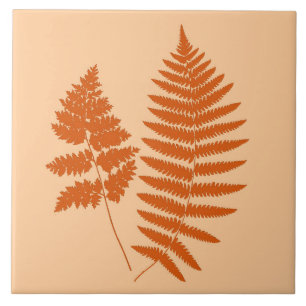 Woodland Fern, Pastel and Mandarin Orange Tile