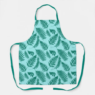 Woodland Fern Pattern, Aqua and Turquoise Apron