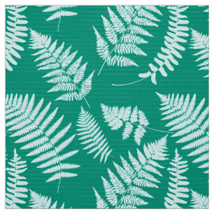 Woodland Fern Pattern, Aqua and Turquoise Fabric