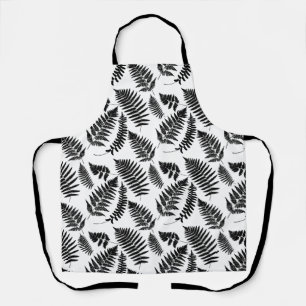 Woodland Fern Pattern, Black and White  Apron