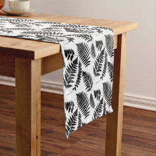 Woodland Fern Pattern, Black and White Short Table Runner