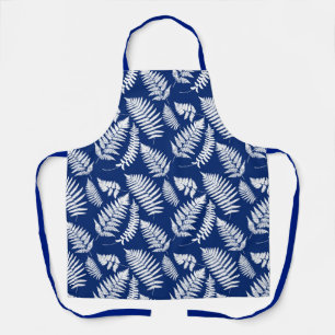 Woodland Fern Pattern, Cobalt Blue and White Apron