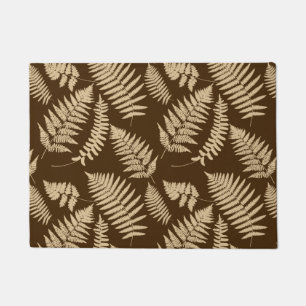 Woodland Fern Pattern, Dark Brown and Beige Doormat