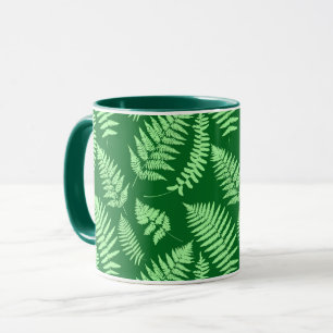 Woodland Fern Pattern, Light Green and  Emerald  Mug