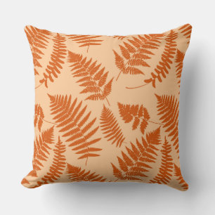 Woodland Fern Pattern, Pastel Orange Cushion