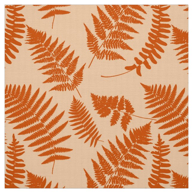 Woodland Fern Pattern, Pastel Orange Fabric (Swatch)