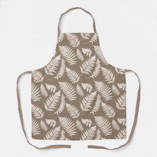 Woodland Fern Pattern, Taupe Tan and Cream Apron