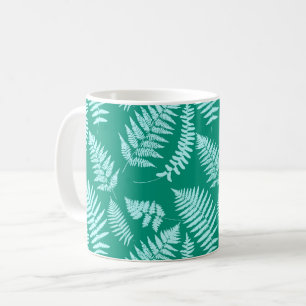 Woodland Fern Pattern, Turquoise and Aqua Coffee Mug
