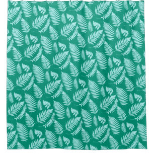 Woodland Fern Pattern, Turquoise and Aqua Shower C Curtain