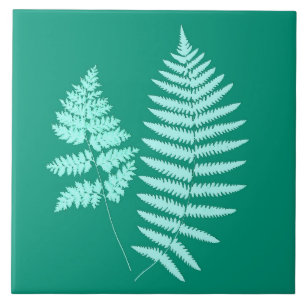 Woodland Fern, Turquoise and Aqua Tile