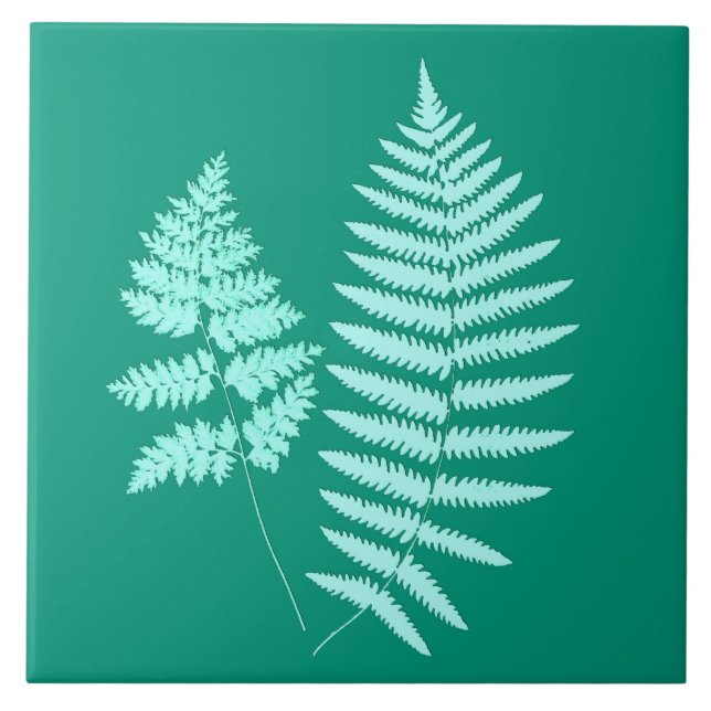 Woodland Fern, Turquoise and Aqua Tile (Front)