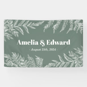 Woodland Fern Wedding Welcome Green Banner