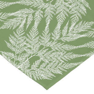 Woodland Fern White Silhouette Pattern Short Table Runner