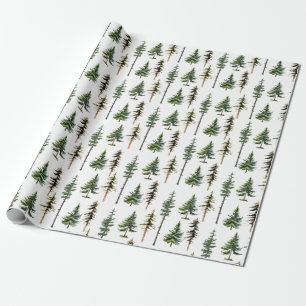 Woodland Fir Pine Spruce Tree Forest Wrapping Paper