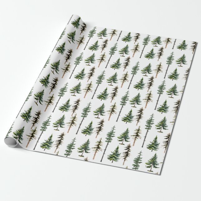 Woodland Fir Pine Spruce Tree Forest Wrapping Paper (Unrolled)