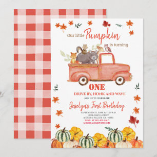 Woodland First Birthday Drive By Birthday Invitation